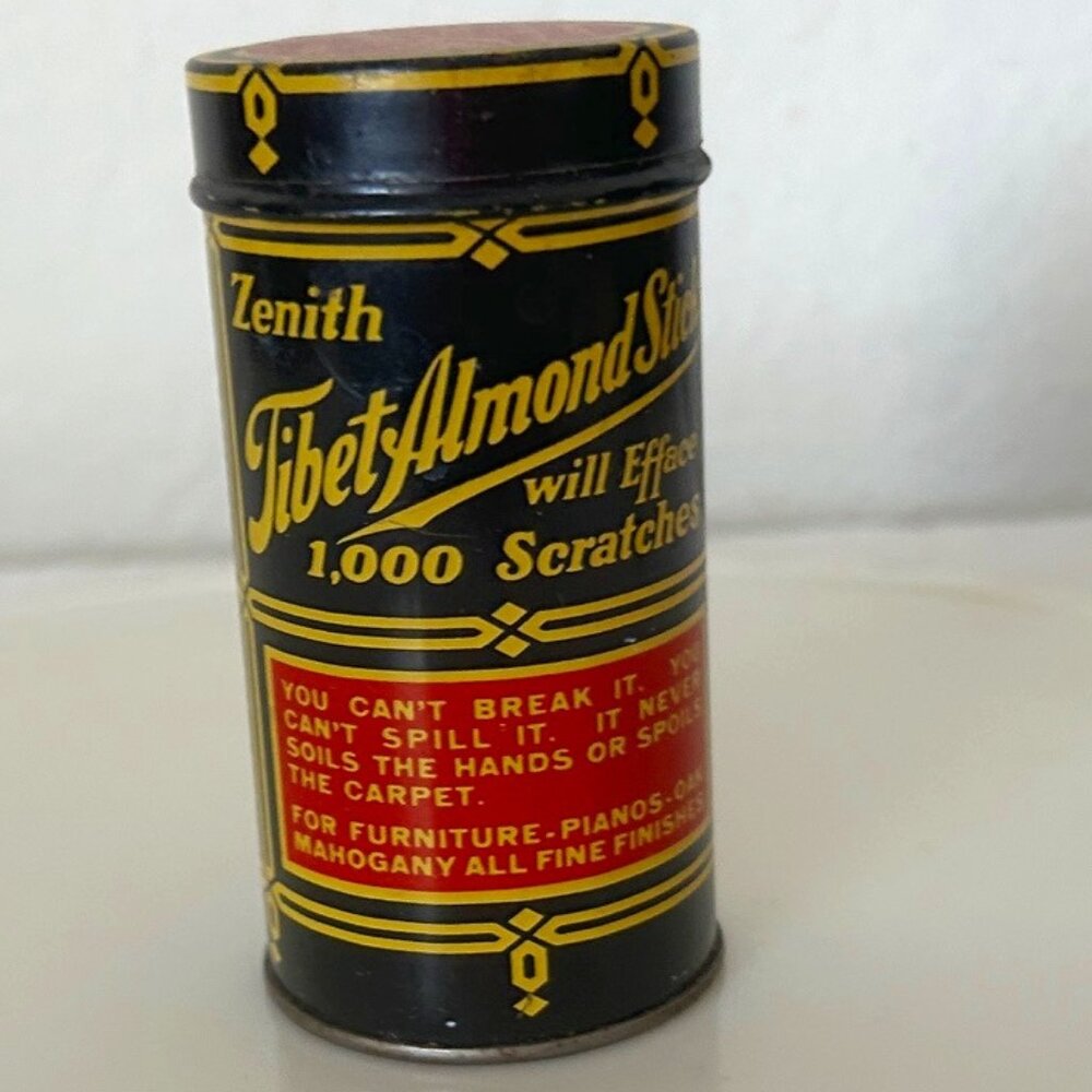 Vintage Zenith TIbet Almond Stick Furniture Scratch Remover in Covered Tin